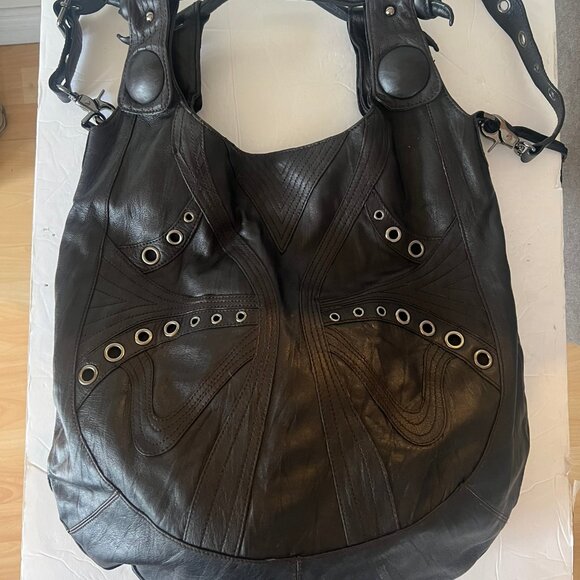 Betsey Johnson Handbags - AUTH NEW BETSEY JOHNON RIVET EMBOSSED LEATHER HOBO CROSSBODY